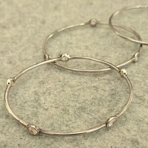 IPPOLITA Rock Candy Set of 3 Sterling Silver 925 Hammered Rock Crystal Bangles